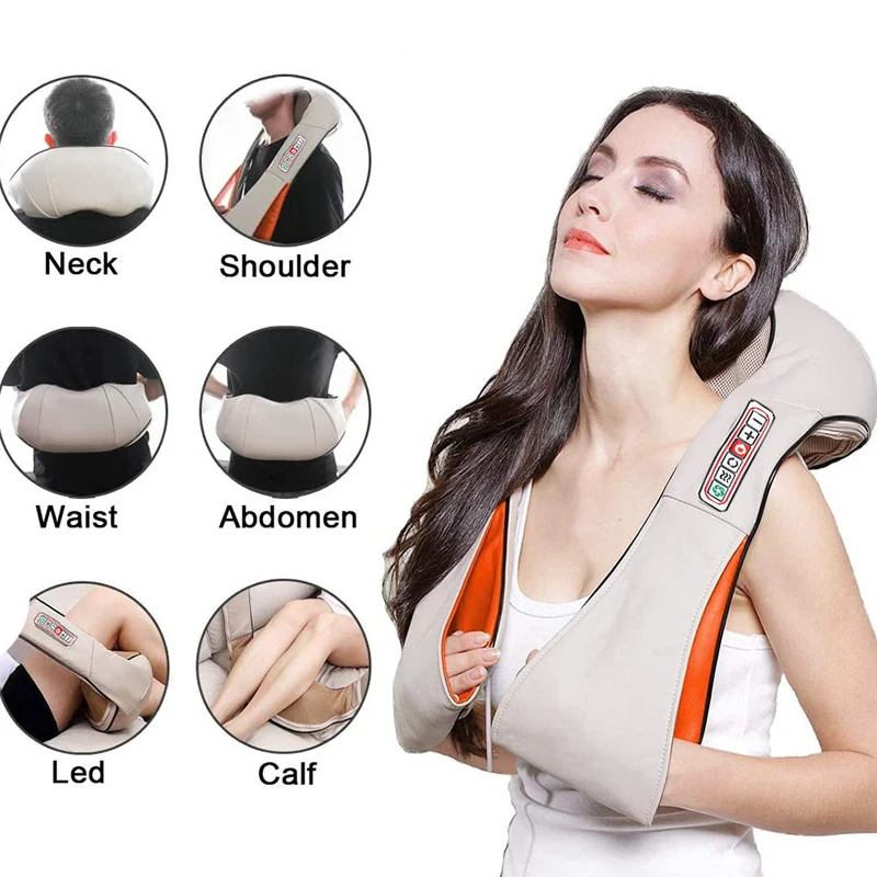 

Kneading Massage Shawl hiatsu Back Neck Shoulder Body Massager Infrared Heated Car Home Massager