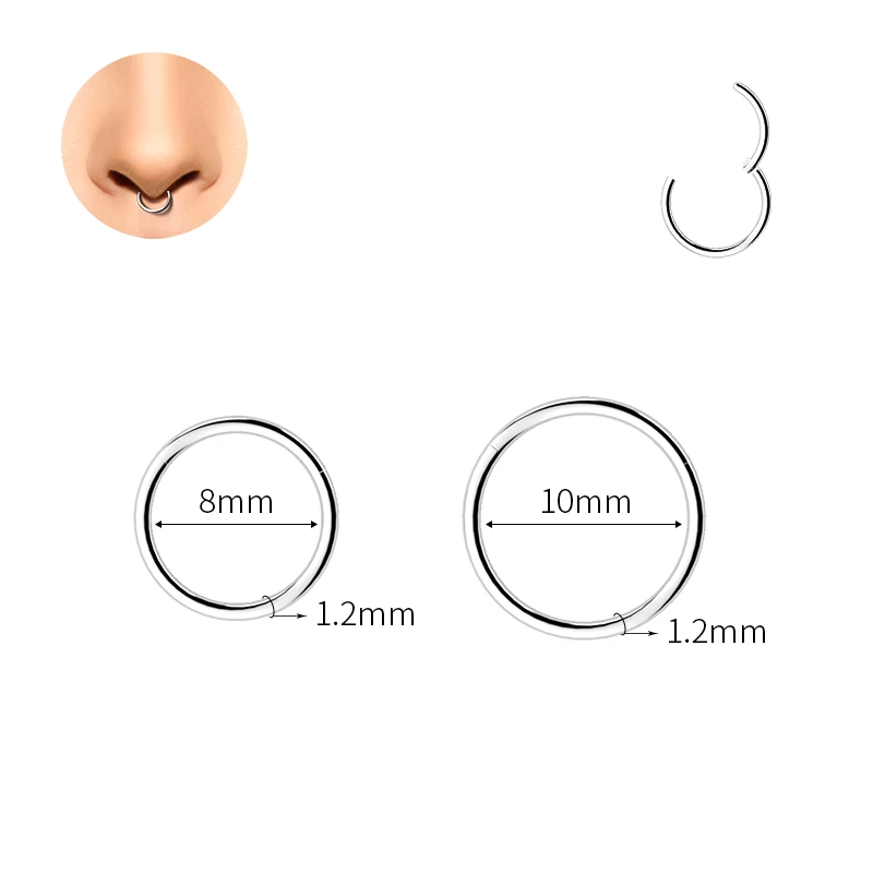 Nose Rings Piercing Jewelry Body Piercing Earrings Metal Jewelry Body Piercing Jewelry Body Jewelry Medical Stainless Steel 316L Nasal Septum Ring Seamless Ring Closure Perforated Jewelry Nose Earrings 10/50/100PCS