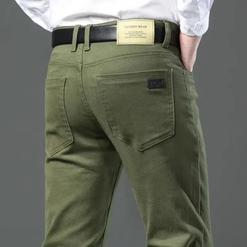 Classic Style 3 Colors Autumn Men's Slim Jeans High Stretch Denim Pants Male Brand Trousers