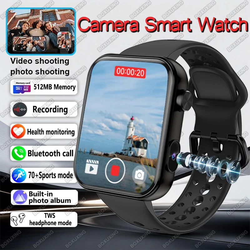 New Camera SmartWatch Men Women Photos Record Video Sports Fitness Health Monitor Waterproof Bluetooth Call Recording Smartwatch