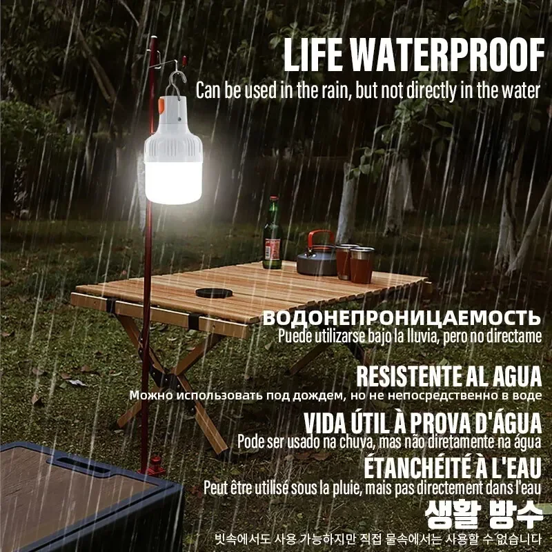 Outdoor USB Rechargeable LED Lamp Bulbs High Brightness Emergency Light Hook Up Camping Fishing Portable Lantern Night Lights 2