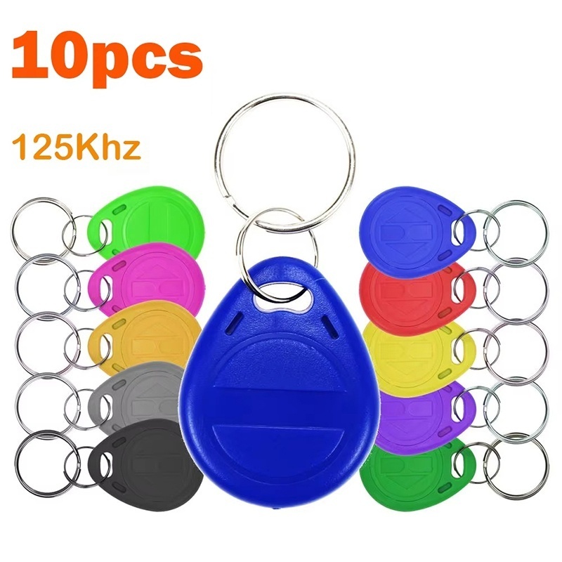 10pcs 125KHz T5577 Keyfobs Rewritable Duplicate Tag 5200 Proximity Copy Access Control Card ID Token Ring RFID Cloner Keychain