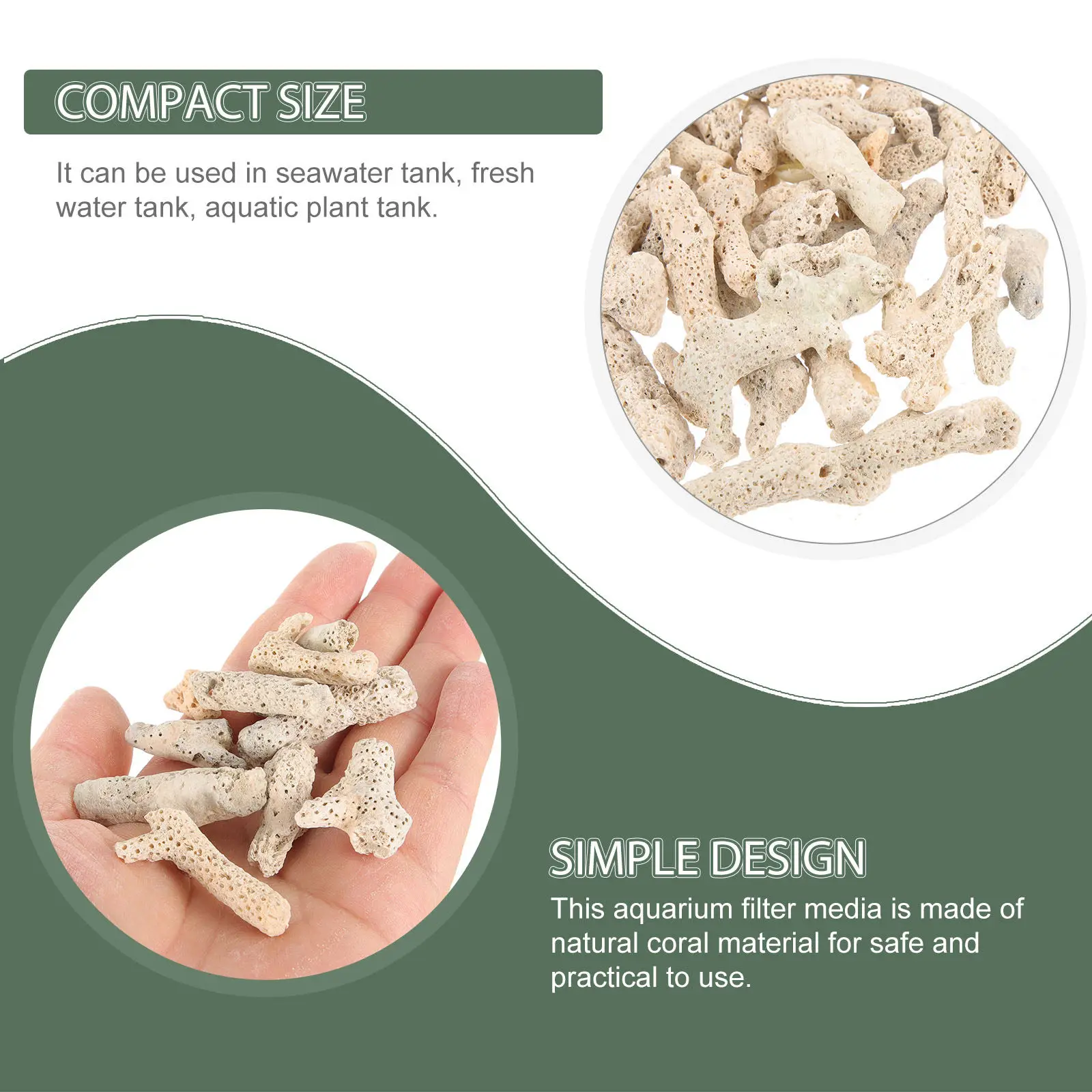1Set Natural Coral Aquarium Filter Media Fish Tank Substrate Reusable ...