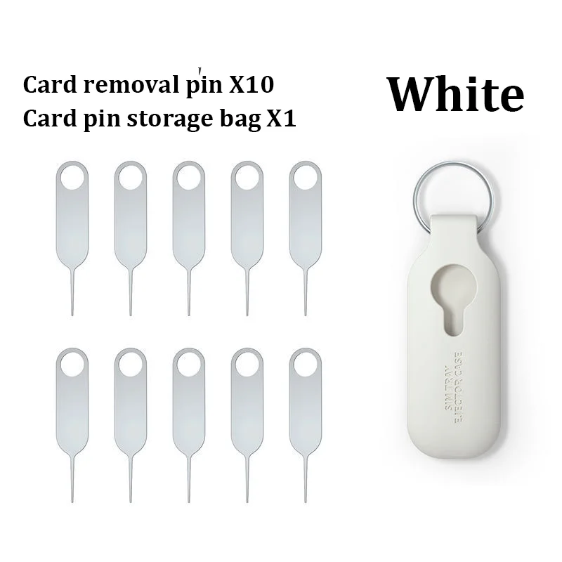Sim Card Tray Ejector Eject Pin Key 10pcs + 1pc Rubber Storage Bag Set Removal Tool For IPhone Huawei Xiaomi Redmi Color Random
