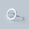 Punk Geometric Pure 925 Sterling Silver Hollow Round Circle Open Rings For Women Girl Anillos LR067 2