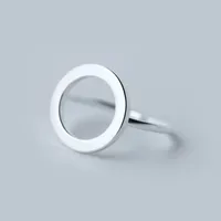 Punk Geometric Pure 925 Sterling Silver Hollow Round Circle Open Rings For Women Girl Anillos LR067 2