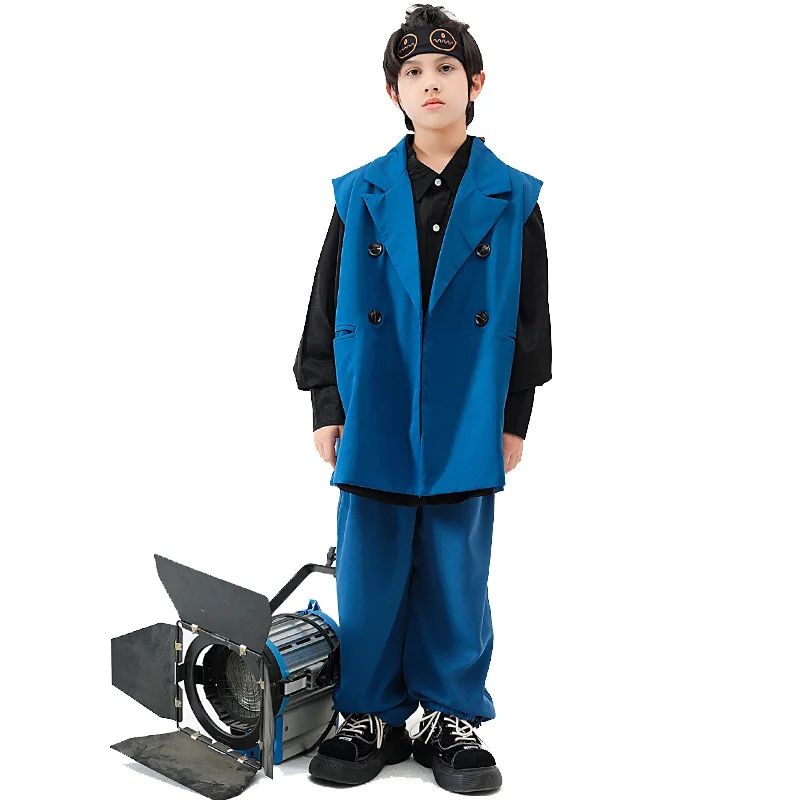

Kids Casual Suits Sets Vest Pant Children Boy Girl Streetwear Hip Hop Stage Fashion Show Dance Clothes Tracksuits Costumes