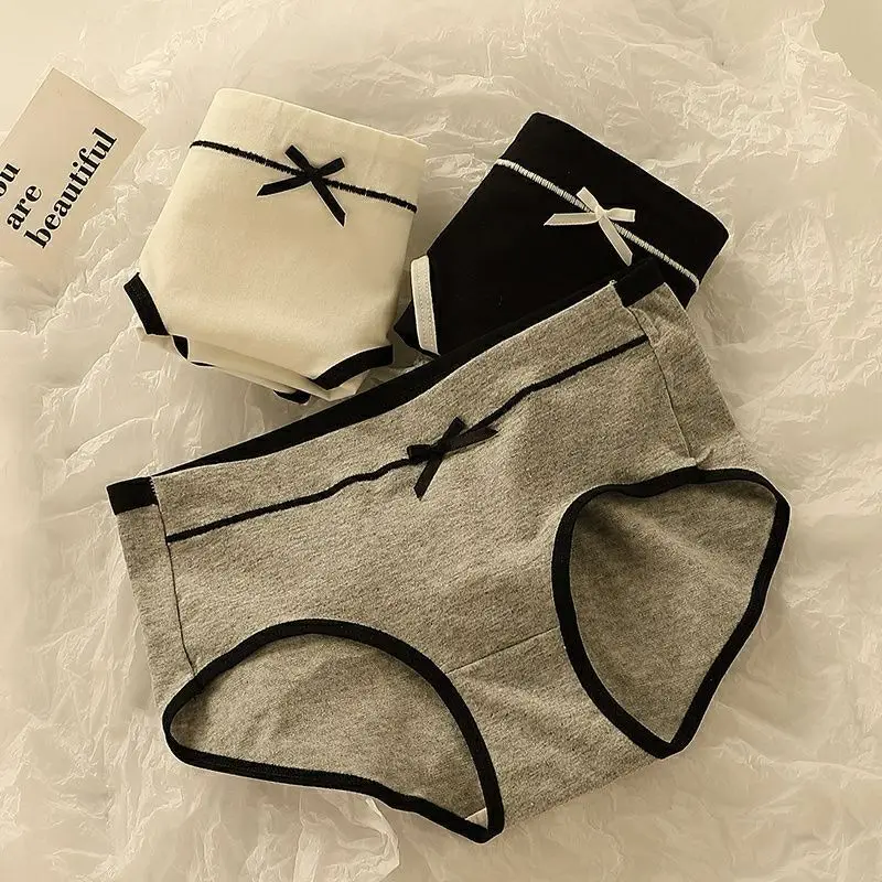 Women's Underwear Set Breathable Full Panties Soft High Waist Briefs Student Style Antibacterial Ice Silk