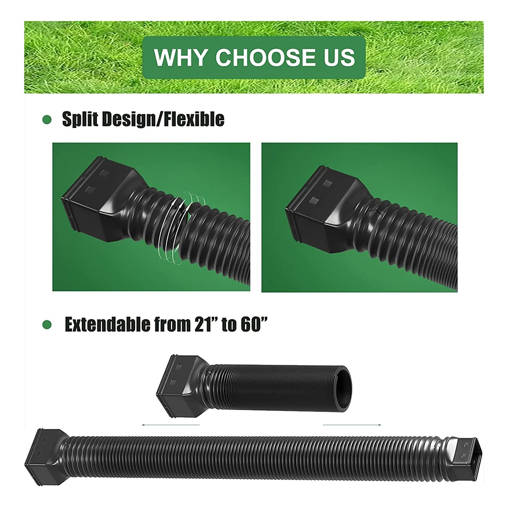 Telescopic Drain Extender Connector 21-60 Inch Plastic Gutter Downspout Reusable Flexible Downspout Extension Rainwater Diverter