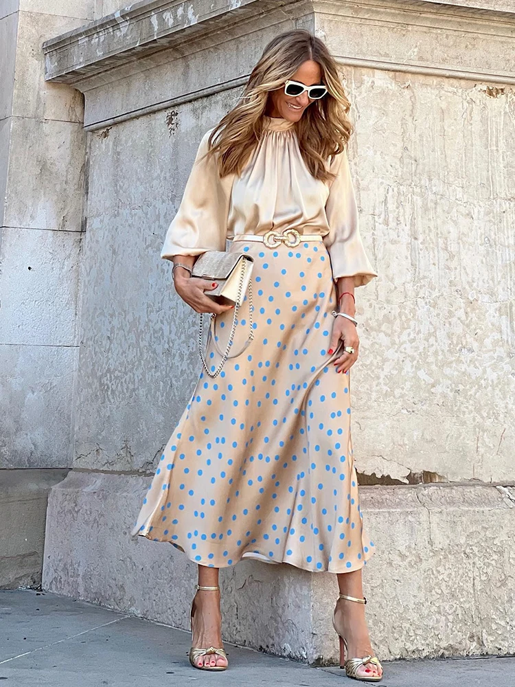 Jupe Longue Maxi Vintage En Soie - Taille M, Multicolore - Occasion Très Bon état