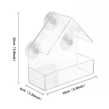 Bird Feeder Transparent House Type Feeding Cage With Suction Cup For Window Glass Hummingbird Outdoor Gazebo Bird Accessories - Image 2