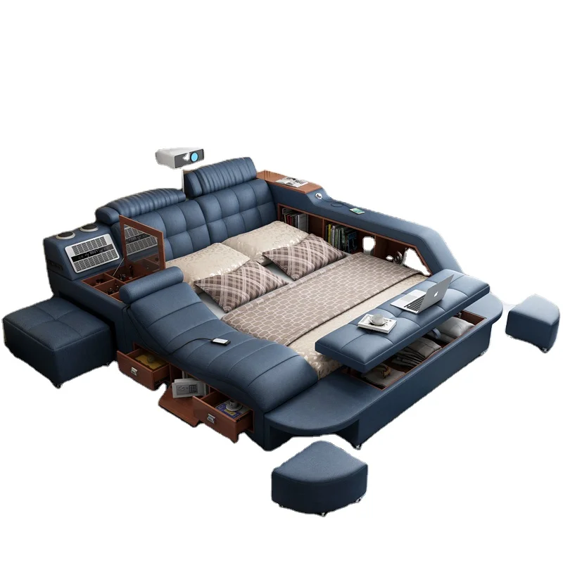 

Modern Smart Bed With Massage Music Multi Function Bedroom Furniture Tatami Bed Factory