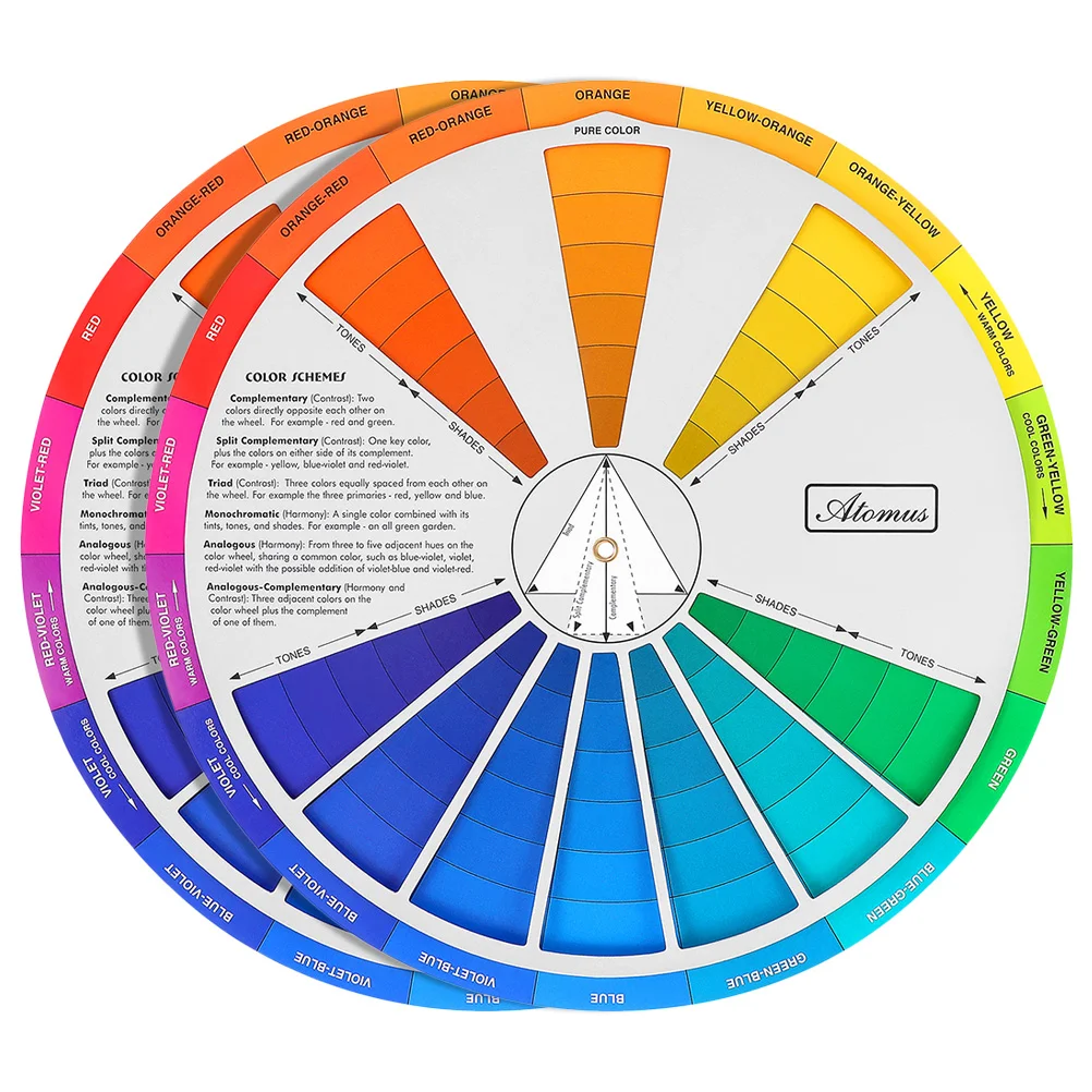 

2 Pcs Pocket Color Card Gradient Wheel for Drawing Paper Wheels The Artist Chart