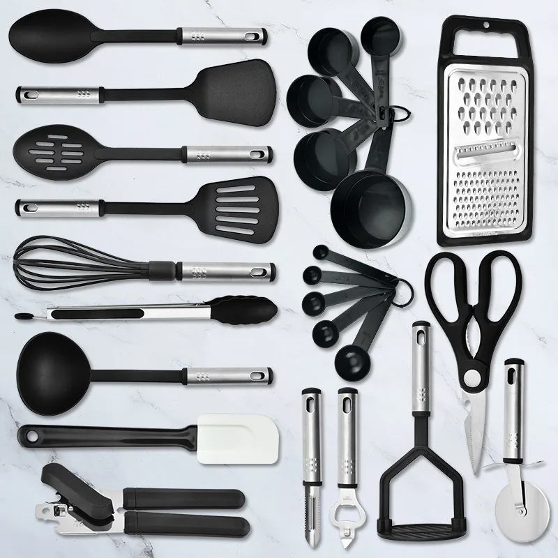 

Stainless Steel Nylon Kitchenware Kit Household Cooking Kitchenware 25-Piece Set Kitchen Gadget Set Baking Tool