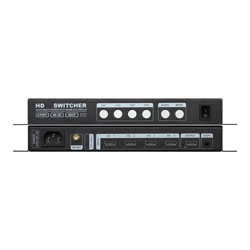 AMS-QMV H4 4K LED Video Splitter HD Quad Multi Viewer 4 In 1 Out Advertise Screens Switcher Divider Video For HD Converter