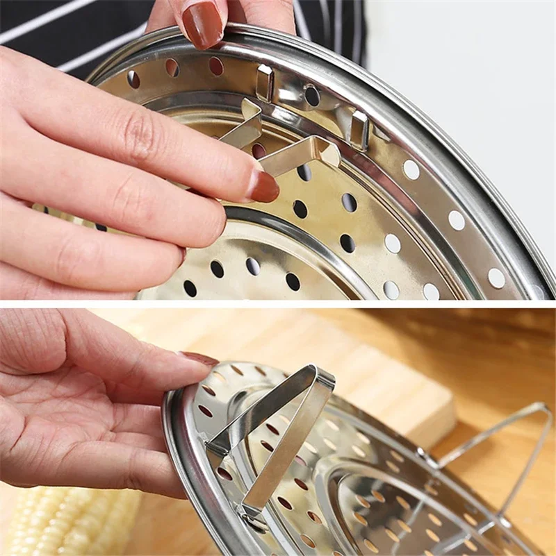 Stainless Steel Steamer Rack Insert Stock Pot Steaming Tray Stand 18-30CM steamer rack