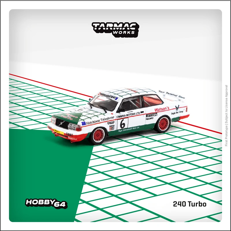 Tarmac Works 1:64 240 Turbo Macao Guia Race 1985 Winner Diecast Diorama Car Model Collection Miniature Carros Toys