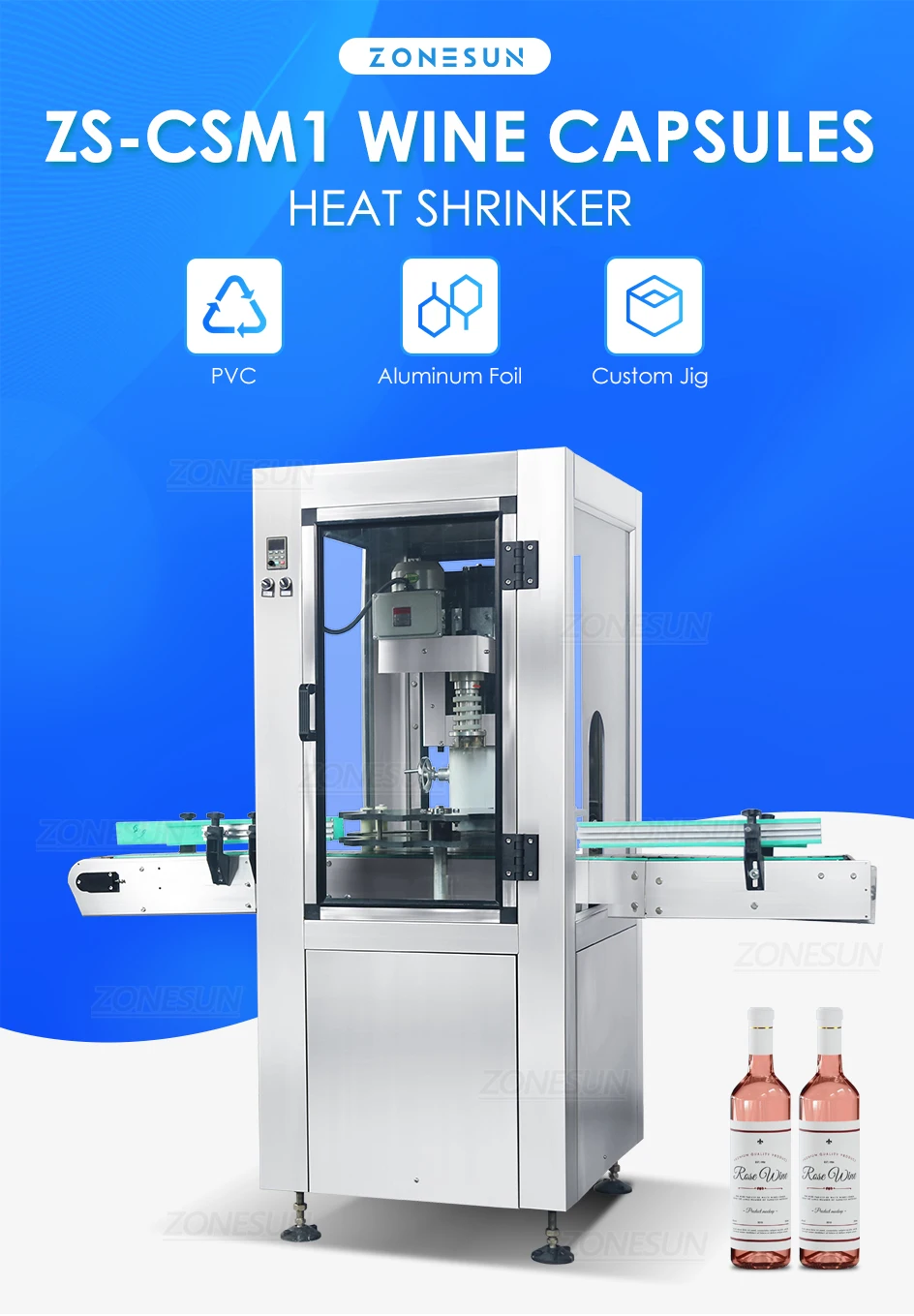 ZONESUN ZS-CSM1 Máquina automática de vedação termoencolhível para gargalo de garrafa 