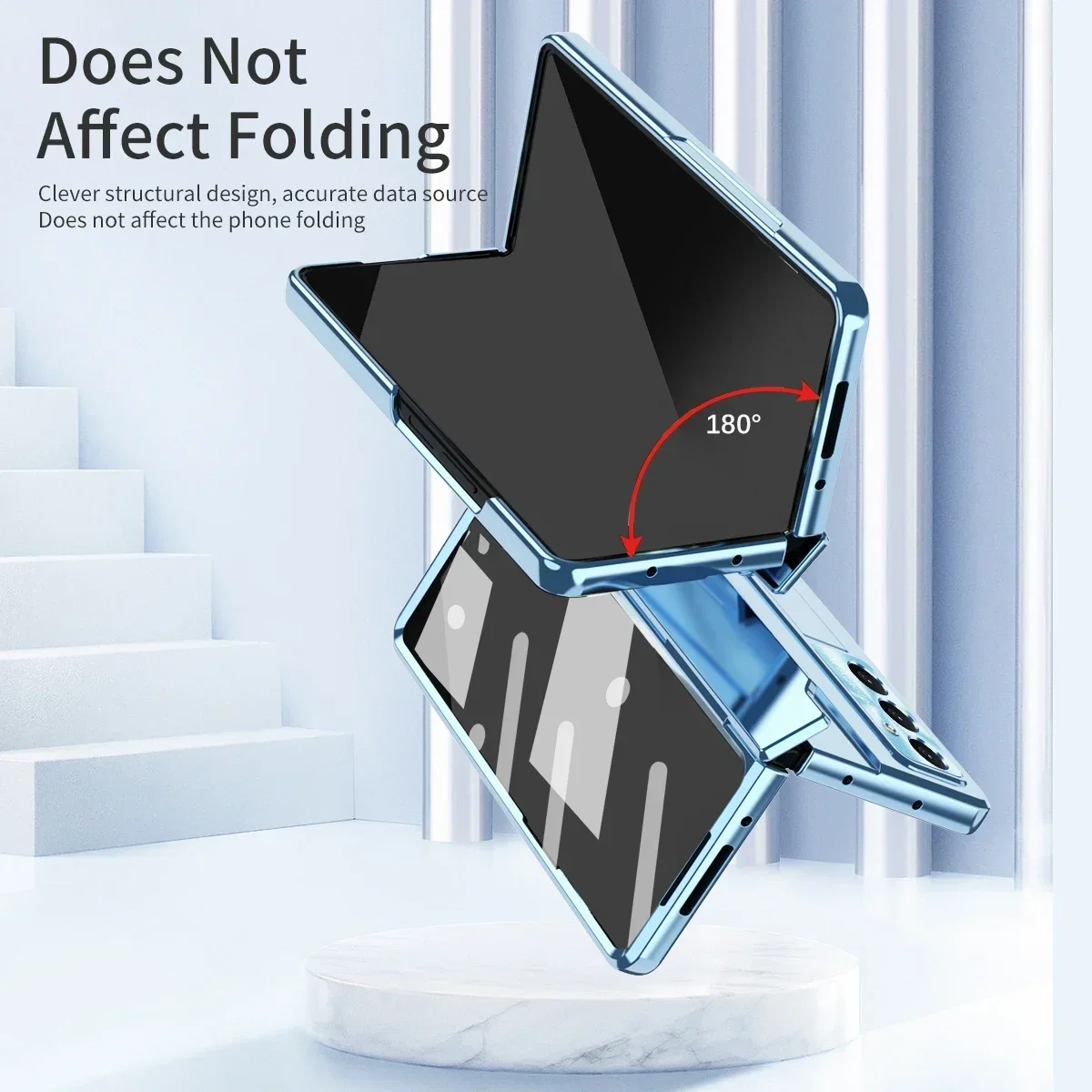 Elegant Pure Color Shockproof Folding Cover with Flat Hinge Support