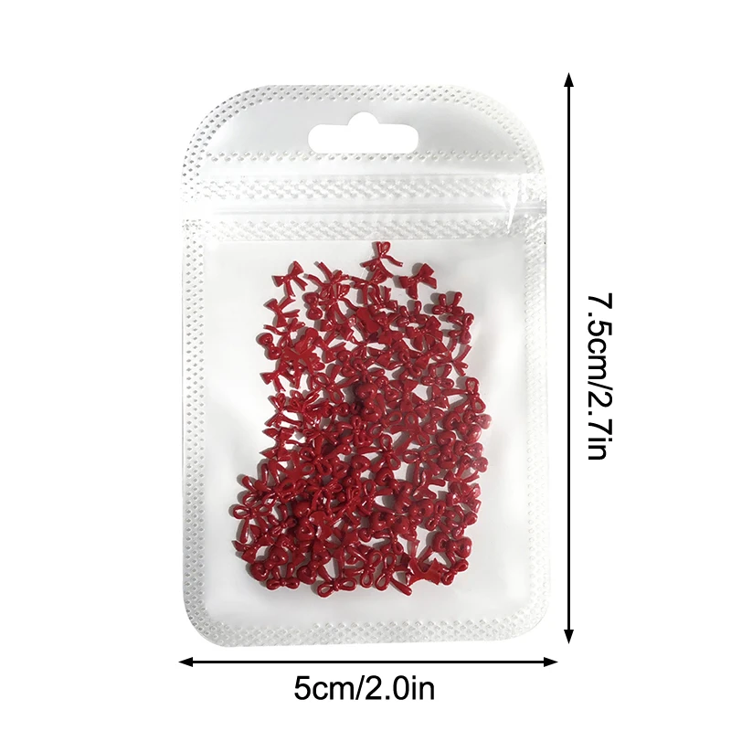 100PCS 3D Red Bow Nail Charms Resin Nail Art Accessories Cute Manicure Decor Materials DIY Nail Decoration Festive Daily Tools