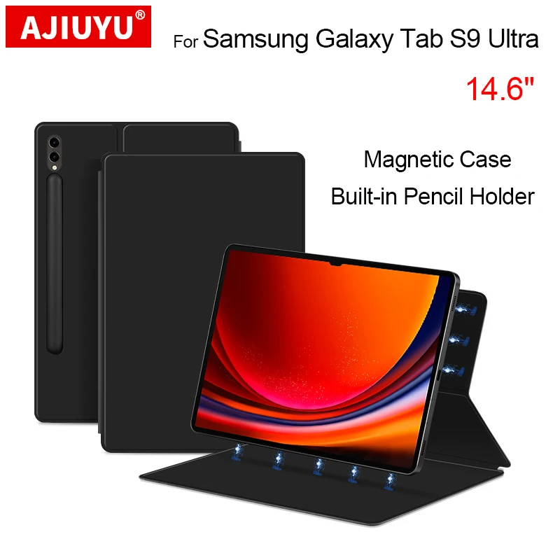 Ajiuyu-case Tablet Magnético para Samsung Galaxy Tab s9 Ultra 14.6 Sm-x910 X916b X918u Ultra Fino Estojo de Proteção Inteligente Capa do Livro