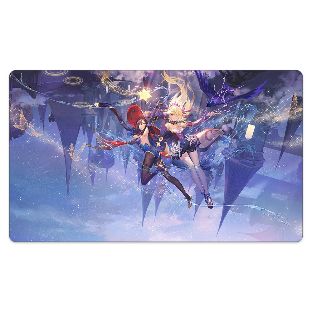 

Stars&Castles Game Playmat Compatible for Standard Size Table Mat Trading Card Game Natural Rubber Big Mouse Mat + Portable Bag