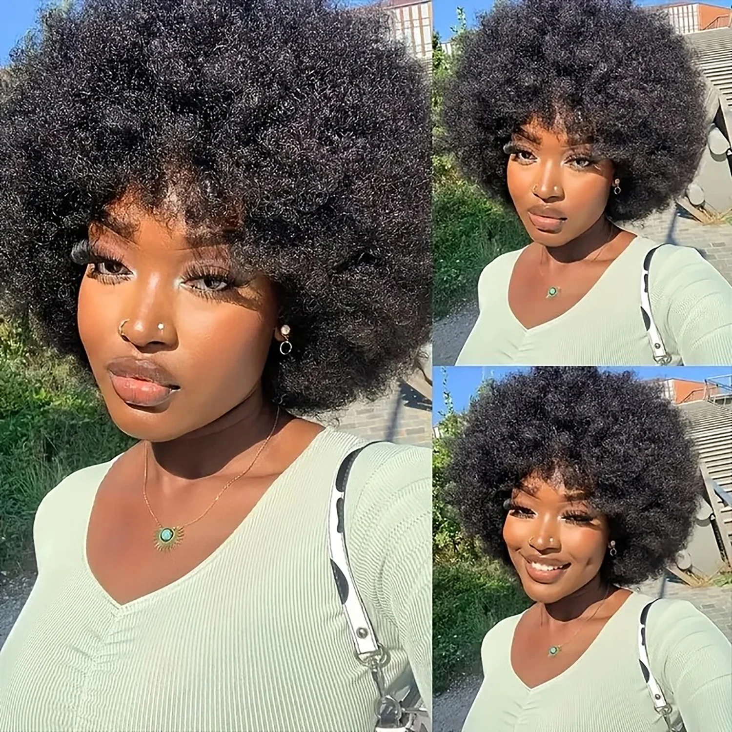 Afro Wigs Premium Synthetic Afro Wig 14 Inches Short Curly Afro Kinky Wig 70s Bouncy Huge Fluffy Puff Wigs for Women and Men