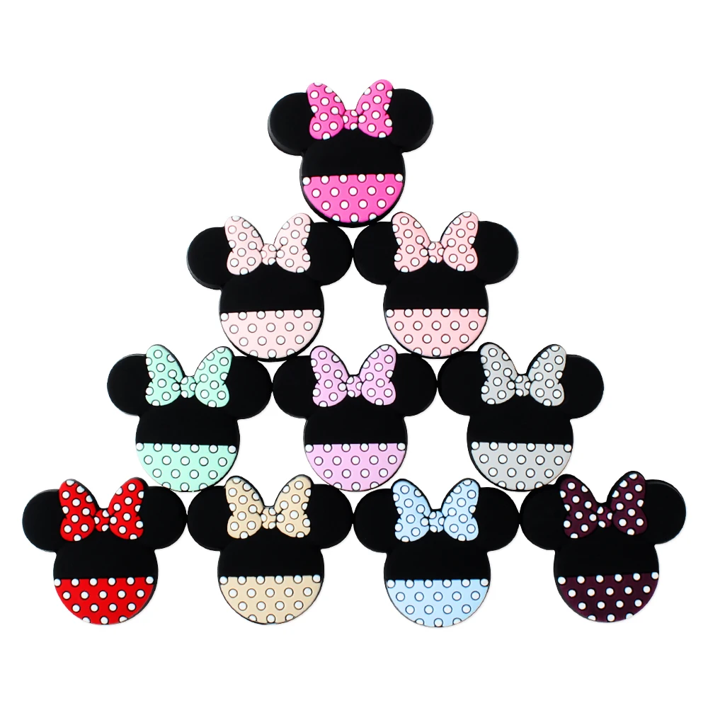 

5/10pcs Silicone Beads Mouse Focal Loose Beads Baby Teether DIY Bracelet Keychain Pacifier Chain Accessories For Jewelry Making