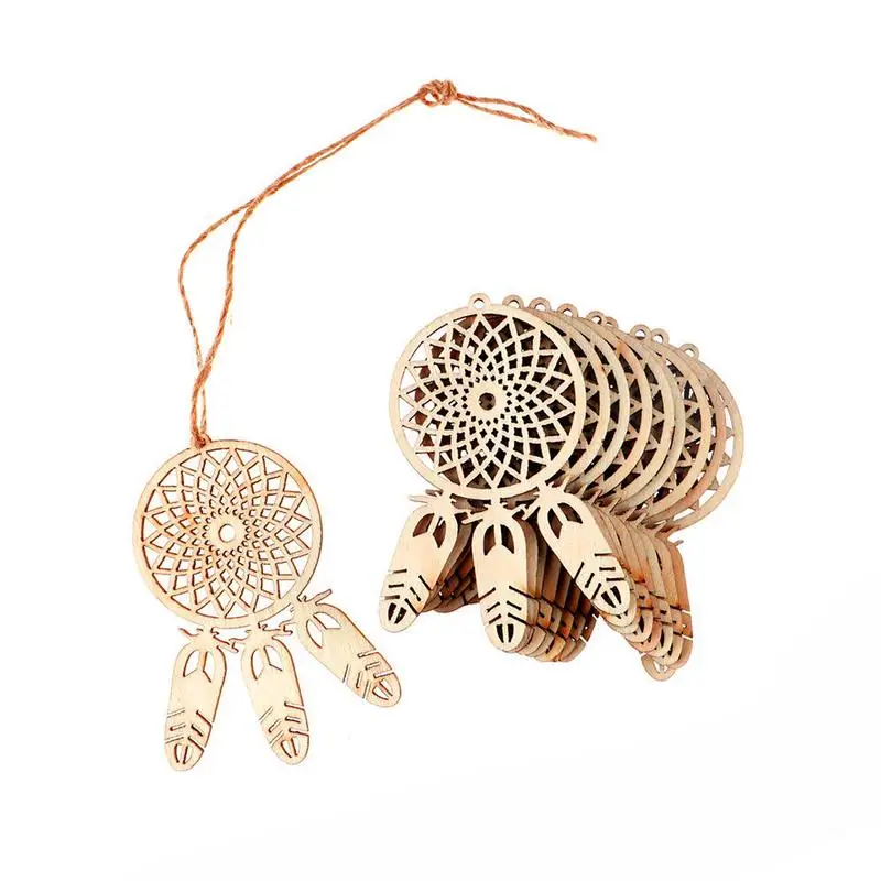 

Feather Decoration10PCS Wooden Dream Catcher Mini Arts Craft Hanging Bedding Room Illustrious Dream Catcher Girls Bedroom Decor