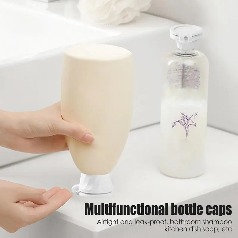 Condiment Container Lids Inverted Leak-Proof Bottle Emptying Lid 6PCS White No Waste Bottle Lid Portable Set For