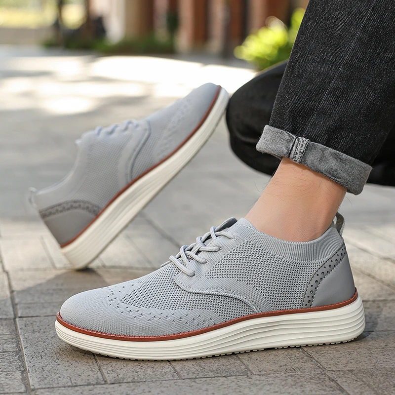 New Men Shoes Fashion Breathable Summer Mesh Men Casual Sneakers Oxfords Formal Business Shoes for Male Non Slip Dress