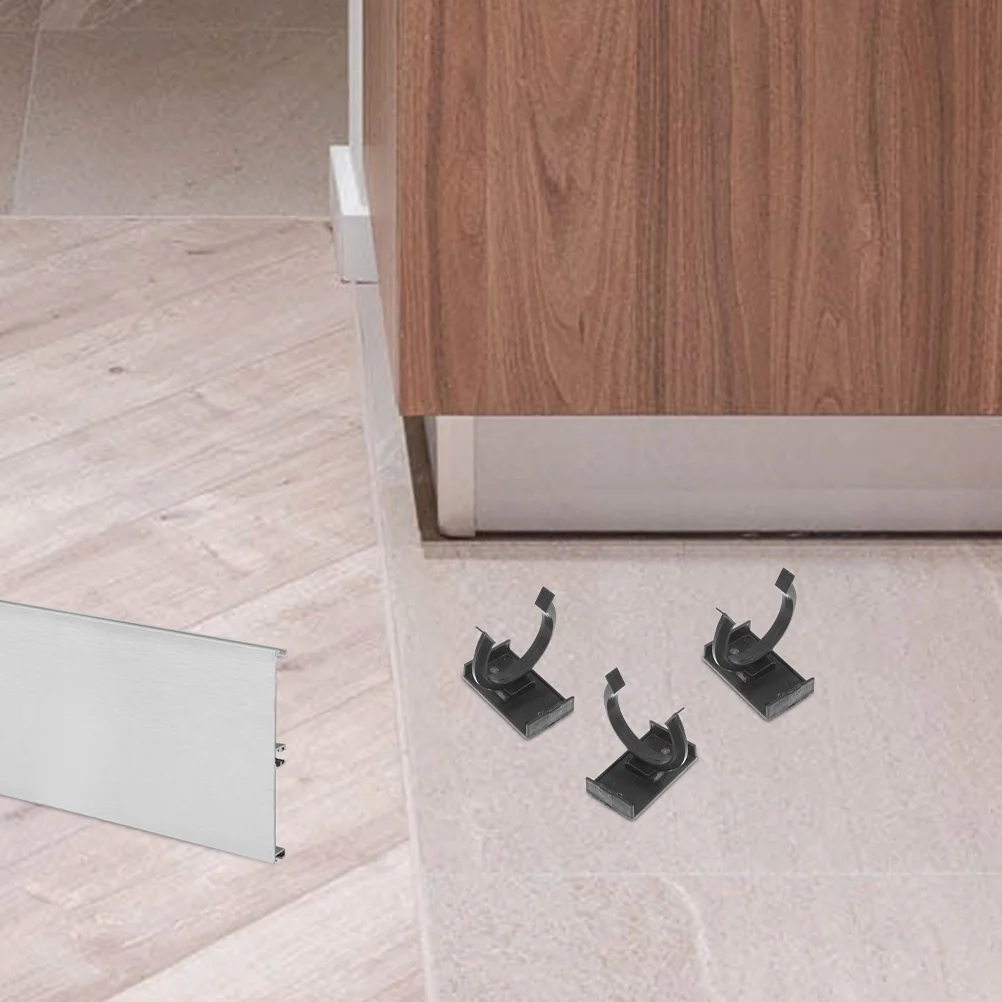 12 Sets Cabinet Foot Accessories Plinth Clips Kitchen Leg Seal Board Clamp Furniture Leveling Feet Kick Skirting Trims Bracket
