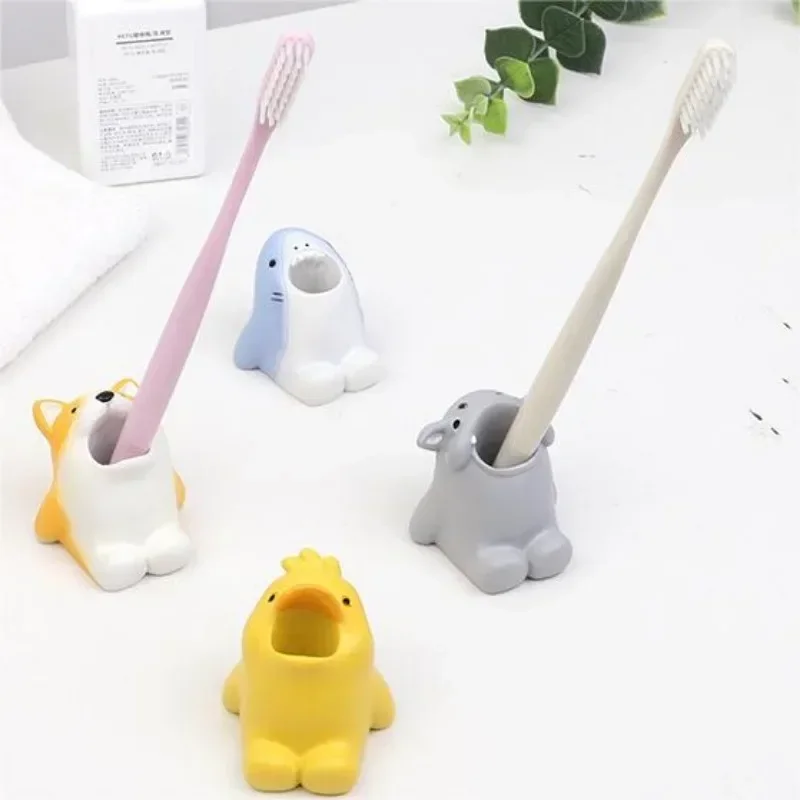 1PC Cute Cartoon Animal Toothbrush Holder Creative Home Decor Bathroom Bathroom Dental Storage Rack Cute Pencil Holder
