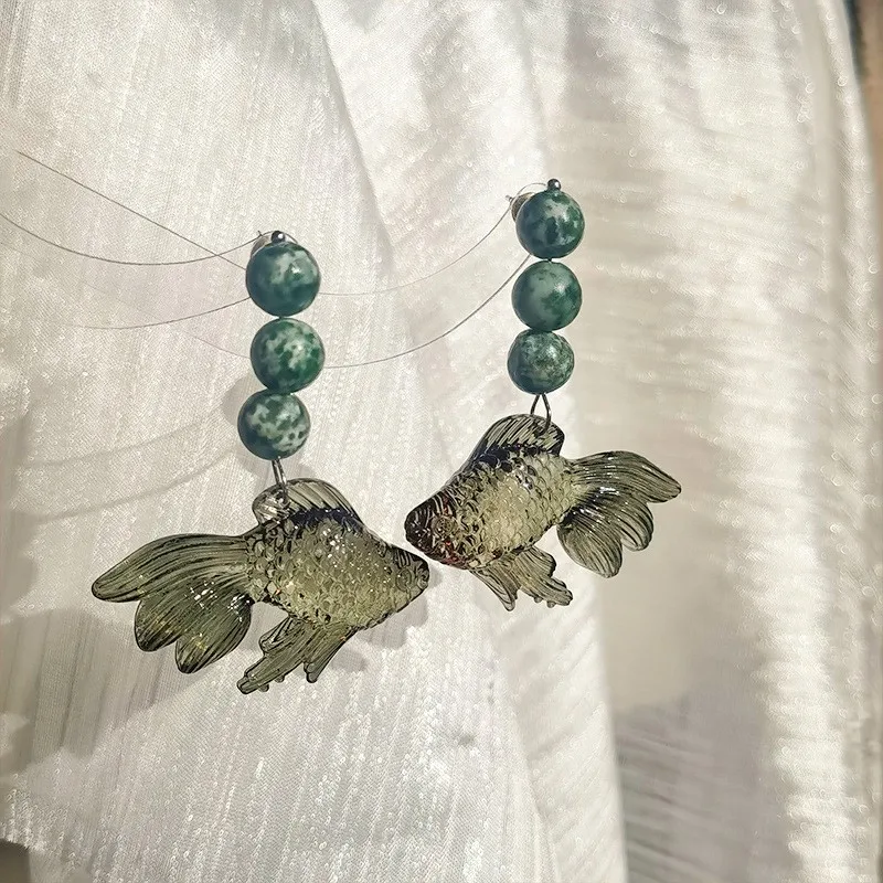 Transparent Goldfish Pendant Earrings Image 4