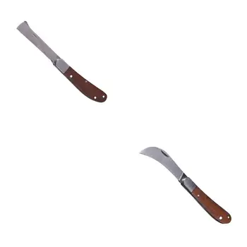 Taglierino Pieghevole con Lama Curva in Acciaio Inox Manico in Legno per Professionisti