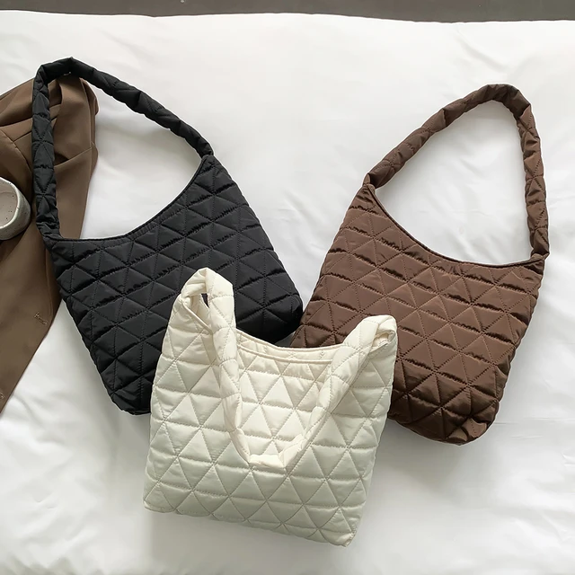 Women's Shoulder Bags Rhombus Embroidery Thread Underarm Bag Casual Large  Capacity Tote Bags Female Quilted Padded Crossbody Bag - Shoulder Bags -  AliExpress