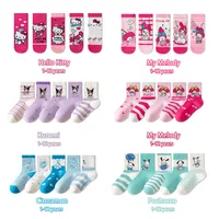 5 Pairs Hello Kitty Kids Socks Kawaii New Summer Cartoon 1-12 Years Old Children Mid-calf Cotton Sock for Girls and Boys Gifts 1