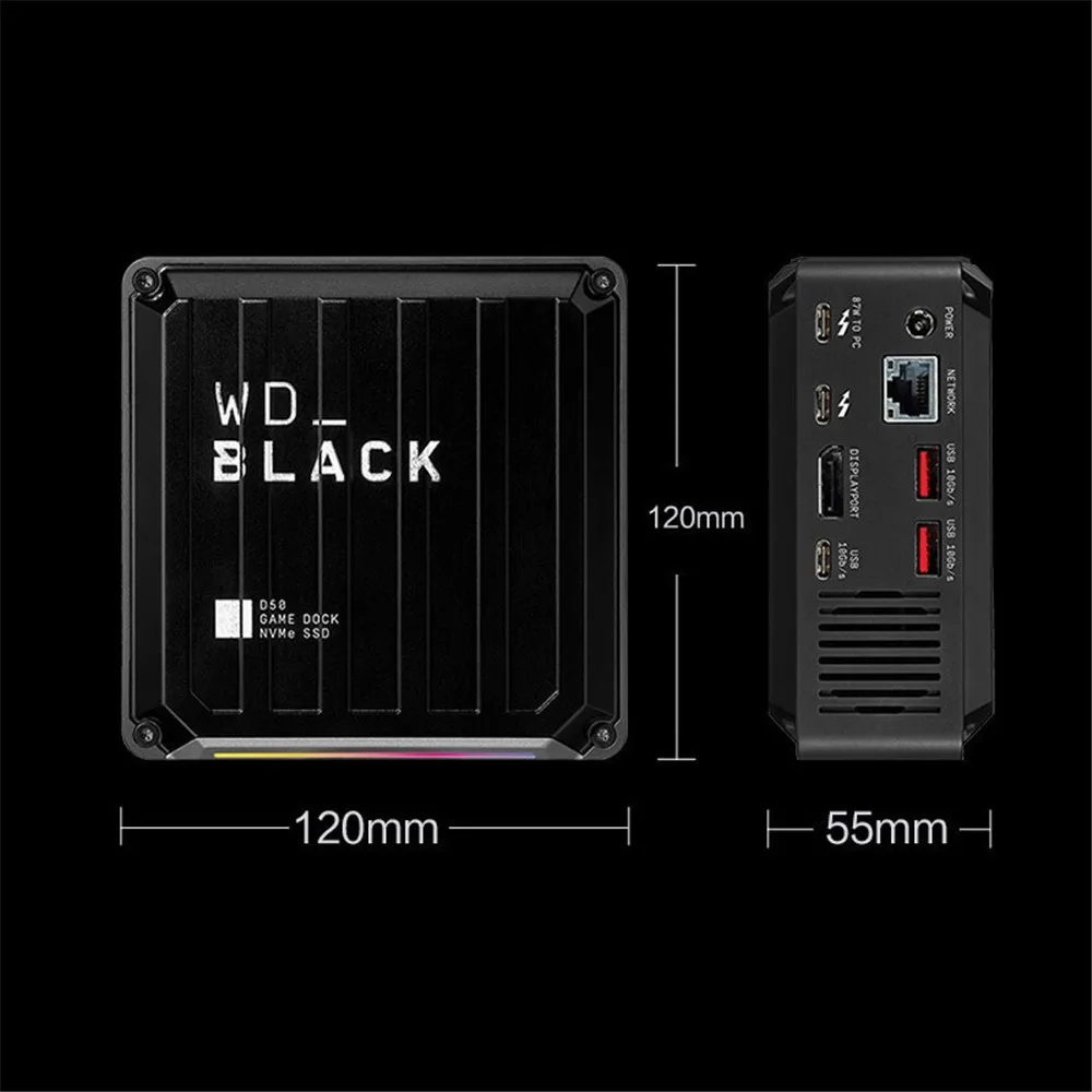 웨스턴 디지털 NVMe SSD 게임 도킹 스테이션, 외부 게임 전용 솔리드 스테이트 드라이브, 2T WD_Black D50, 0T, 1T
