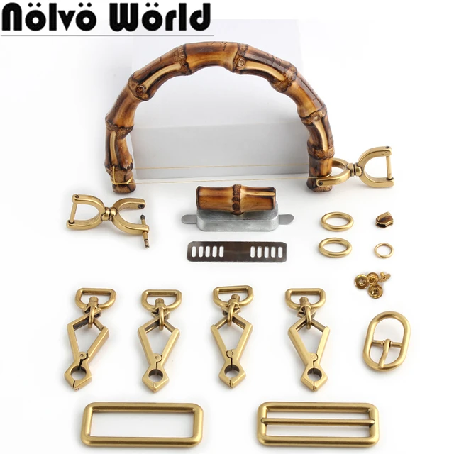 1-2-5sets High Quality Metal Purse Hardware Complete Set of Bamboo Handle  Bag Accessories Wallet