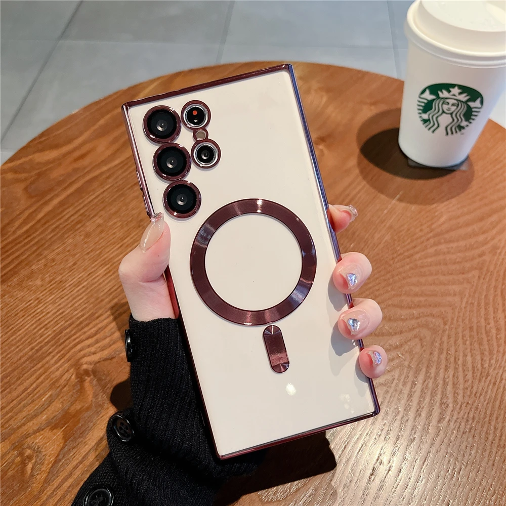 Magsafe Luxury Plating Magnetic Wireless Charging Shockproof Silicone Clear Case