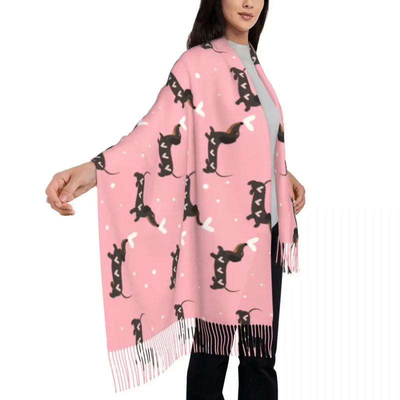 

Fashion Sausage Dog Tassel Scarf Women Winter Warm Shawls Wraps Female Dachshund Scarves
