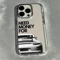 Sleek Sports Car Design Shockproof Metal Frame Phone Case - iPhone 15 (Clear - SCZ032520)