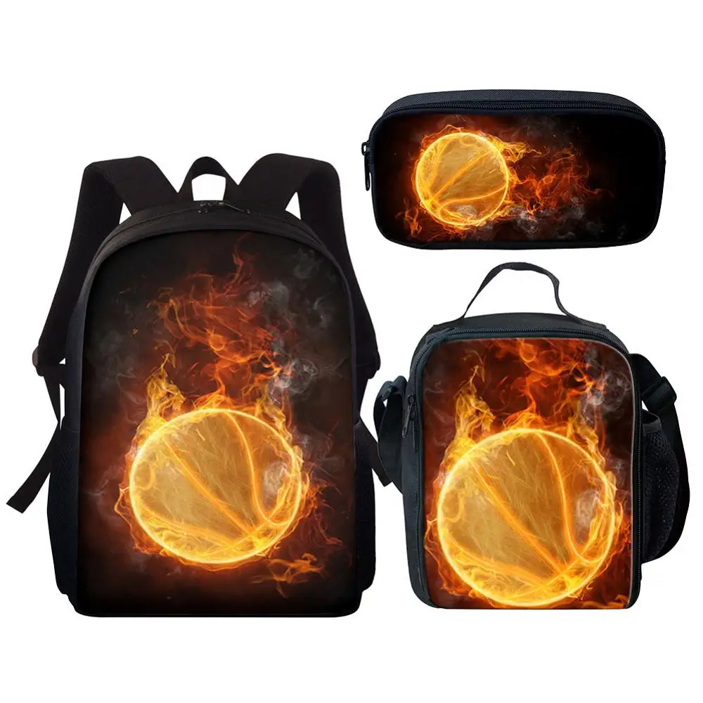 Kids Backpack Fashion Basketball 3D Print School Bags Set For Boys Girls Bagpack Toddlle Back Pack Student Book Bag Schoolbag