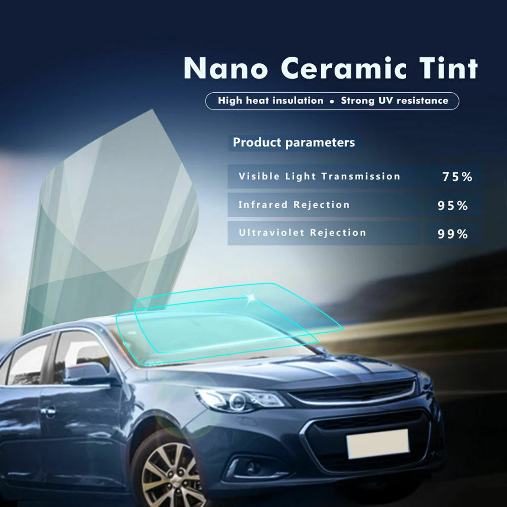 

Durable New Practical Useful Car Casement Film Film Waterproof 1 Piece 152cmx50cm Light Blue Nano Ceramic Film
