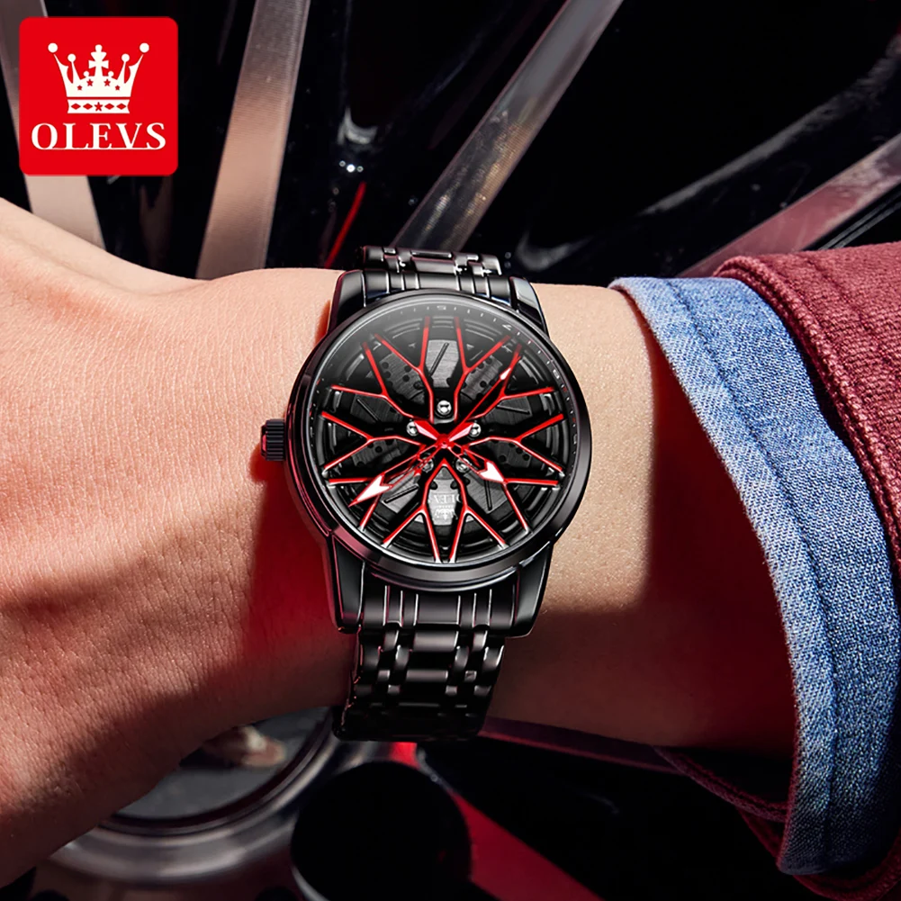 OLEVS 3701 Man Watch 30M Waterproof Fashion Hollow Quartz Watch For Men Steel Strap Top Brand Original Luminous Men's Wristwatch