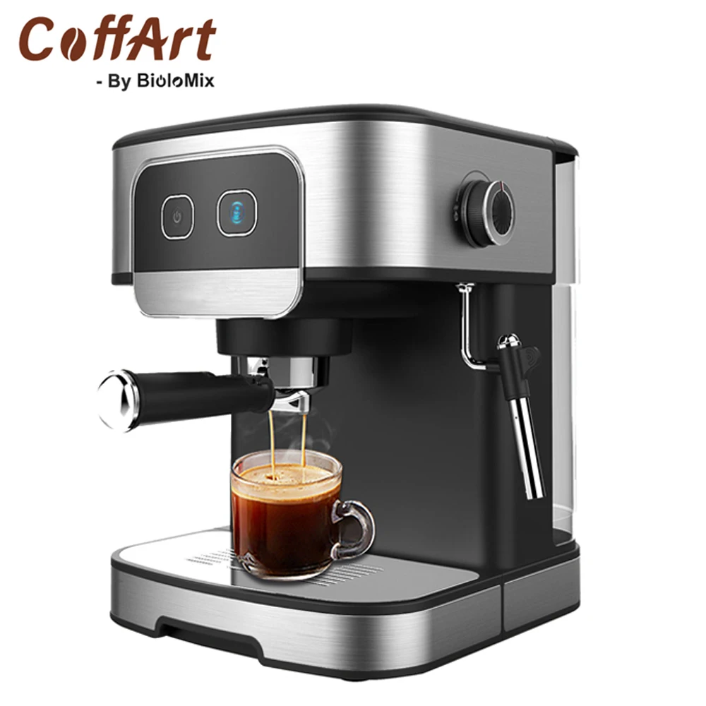 Coffart By BioloMix 1200W 20 Bar 에스프레소 커피 머신 밀크 프로더로 인스턴트 예열 Cafetera 카푸치노 온수 스팀