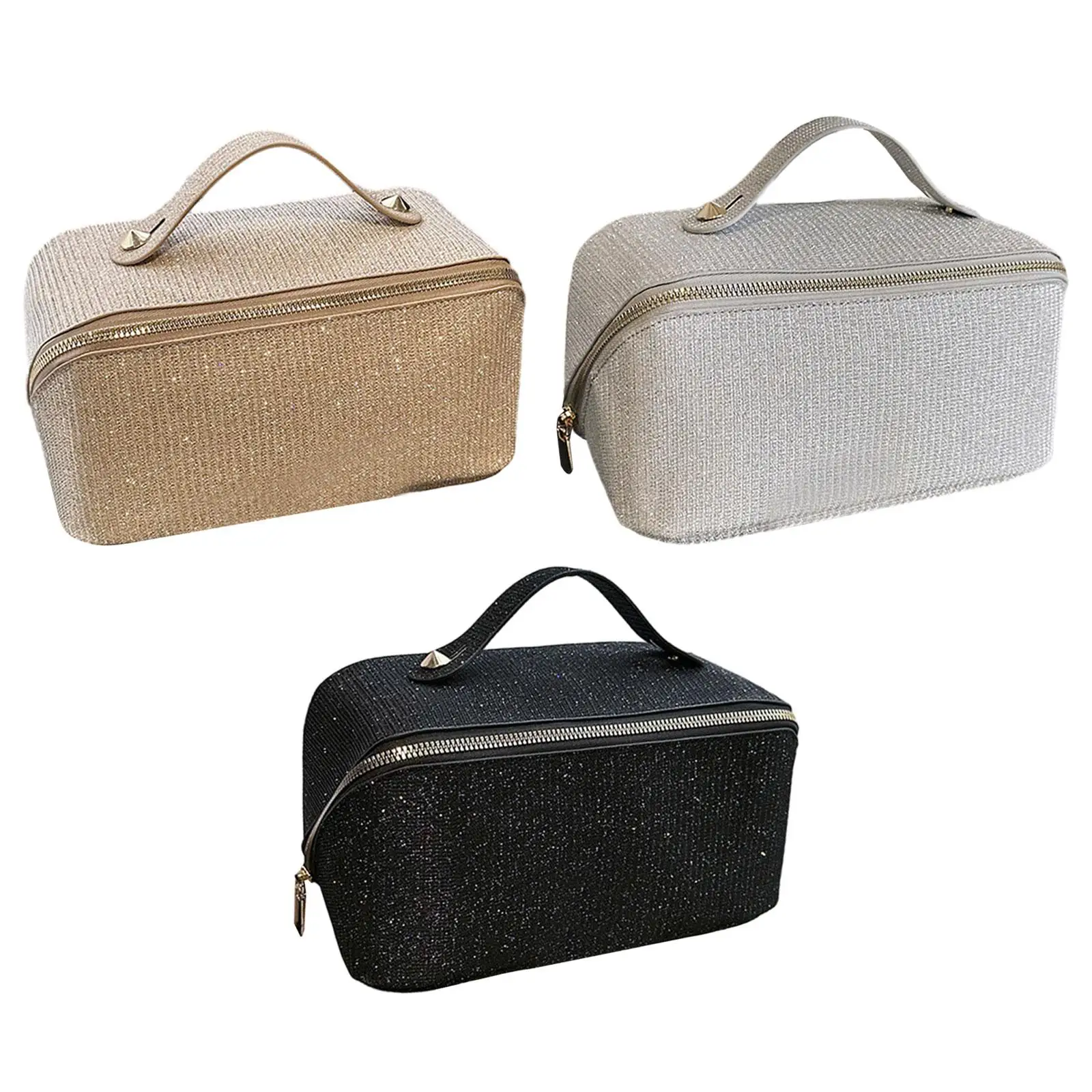 Make up Organizer Cosmetic Pouch Large Capacity Portable Zipper Multipurpose Makeup Bag Open Flat Toiletry Bag for Cosmetics