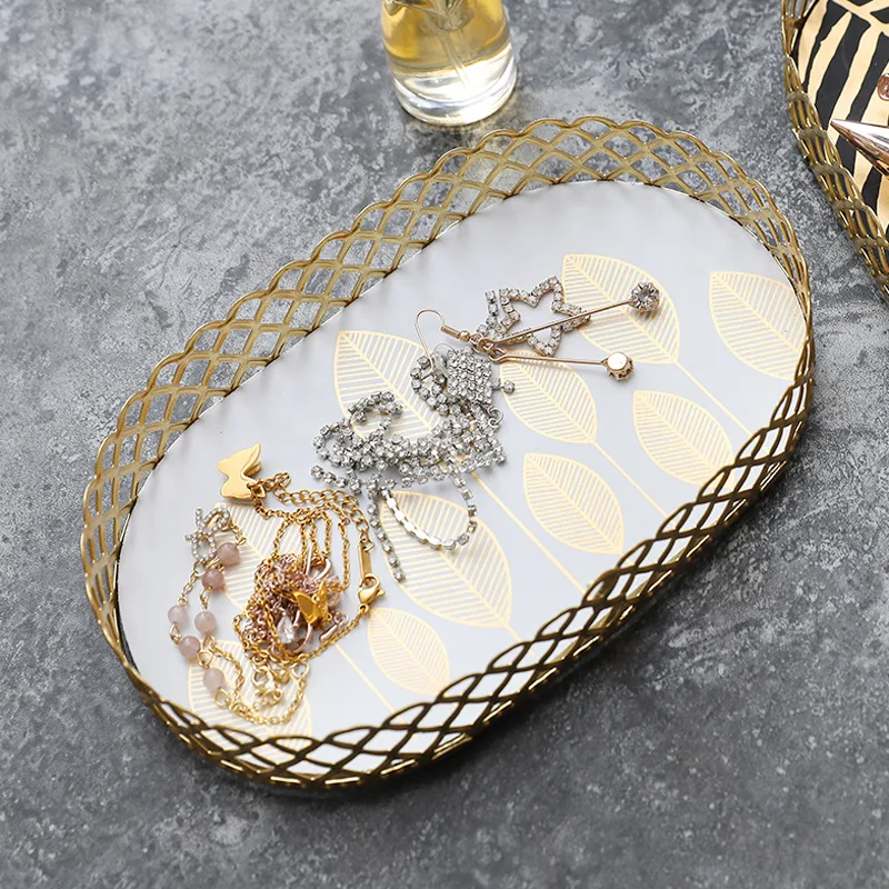 Nordic Cross-border Iron Jewelry Makeup Storage Tray Jewelry Store Basket Desktop Storage Box