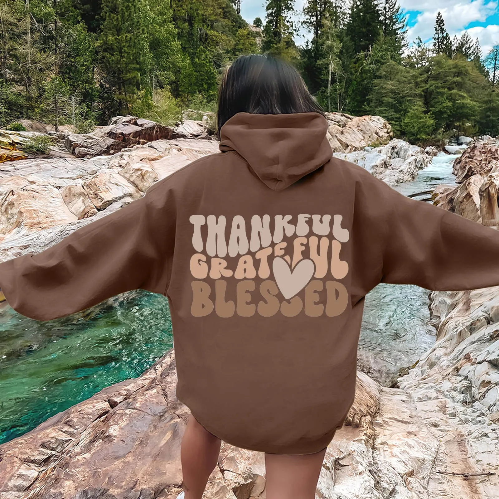 

Womens Casual Long Sleeve Graphic Tee Shirts Hooded Sweatshirts Pullover Tops For Women aesthetic 90s