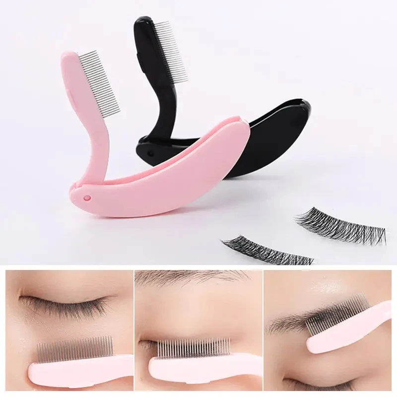 

1PC Folding Eyelash Curler Comb Portable Lash Separator Mascara Lift Curl Metal Brush Mini Eyebrow Comb Makeup Tool